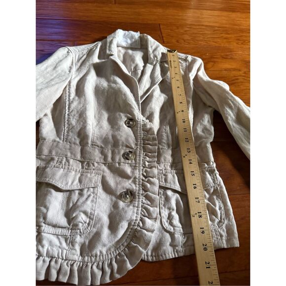 Hei Hei Anthropologie Women's Tan Brown 100% Linen Landmarks Jacket Size 6 - Picture 7 of 10